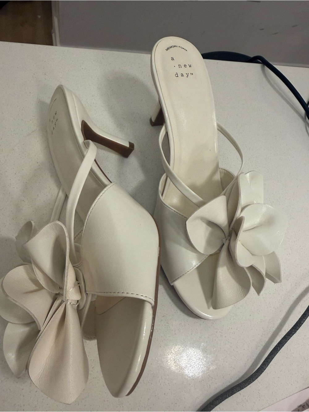 a new day White Floral Slip-On Heels for Women - Picture 3 of 4